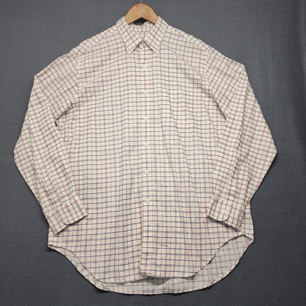 Austin Reed Shirt Mens Large Multicolor Plaid Button Down Long Sleeve Cotton Vtg